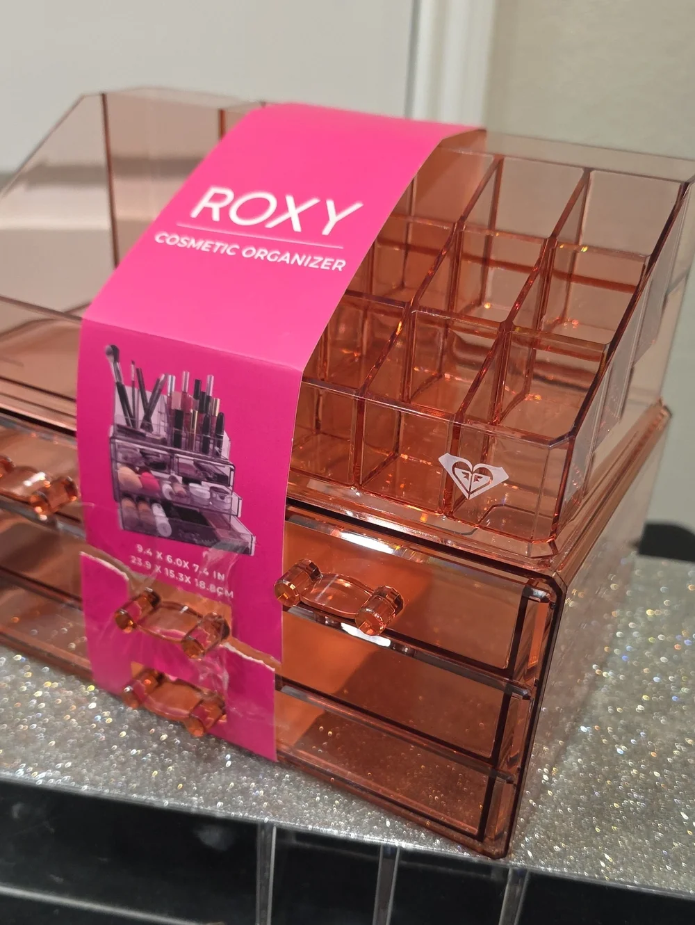 Roxy 2-Tier Pink Acrylic Cosmetic Organizer